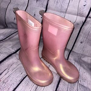 ✨ Girls Metallic Pink/Rose Gold Rain Boots – Kids ✨